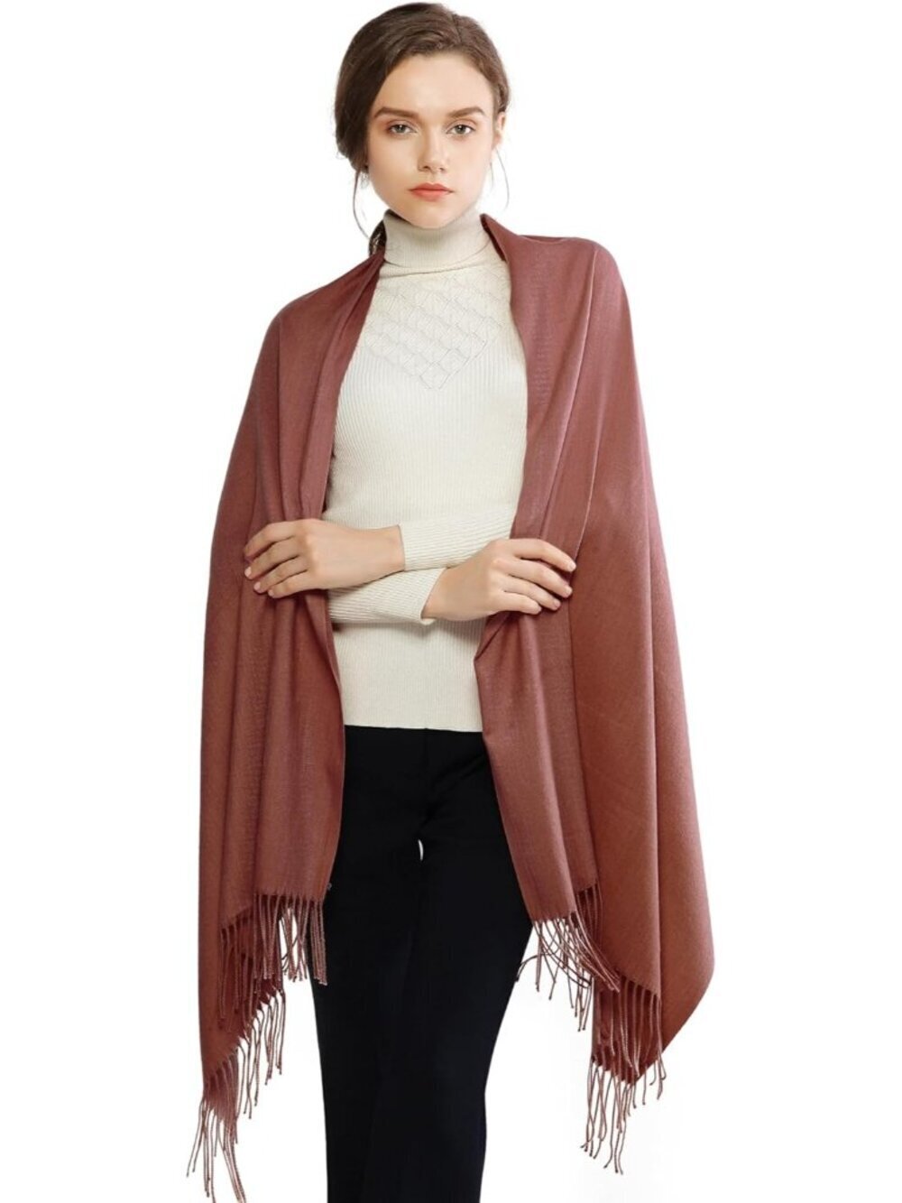 Women's Maroon Wedding Bridal Scarf Pashmina Shawls Long Large Scarves